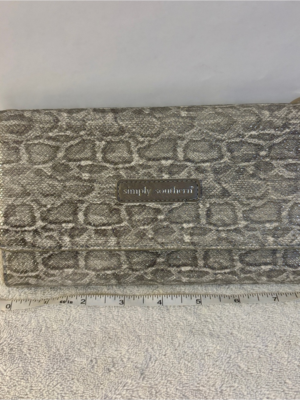 Simply Southern Metallic Sparkling Silver Clutch Wallet